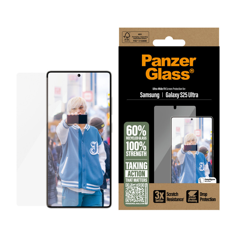 PanzerGlass PGRNUWFG38488 ® Screen Protector Samsung Galaxy S25 Ultra | Ultra-Wide Fit, Samsung, Samsung - Galaxy S25 Ultra,