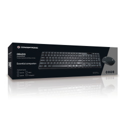 Conceptronic ORAZIO01DE ORAZIO01DE, Completo (100%), Inalámbrico, RF inalámbrico, QWERTZ, Negro, Ratón incluido 2