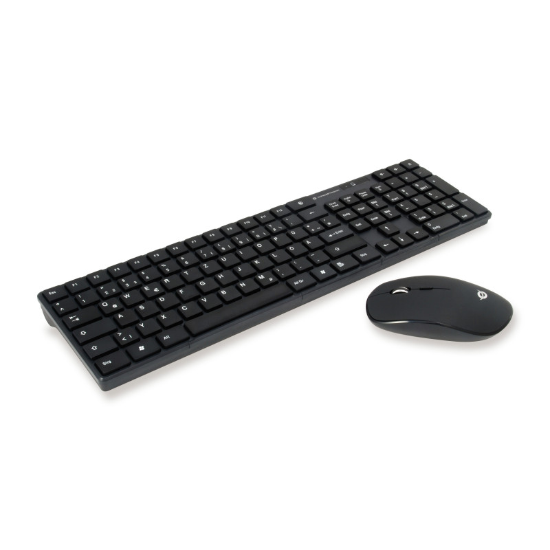 Conceptronic ORAZIO01DE ORAZIO01DE, Completo (100%), Inalámbrico, RF inalámbrico, QWERTZ, Negro, Ratón incluido