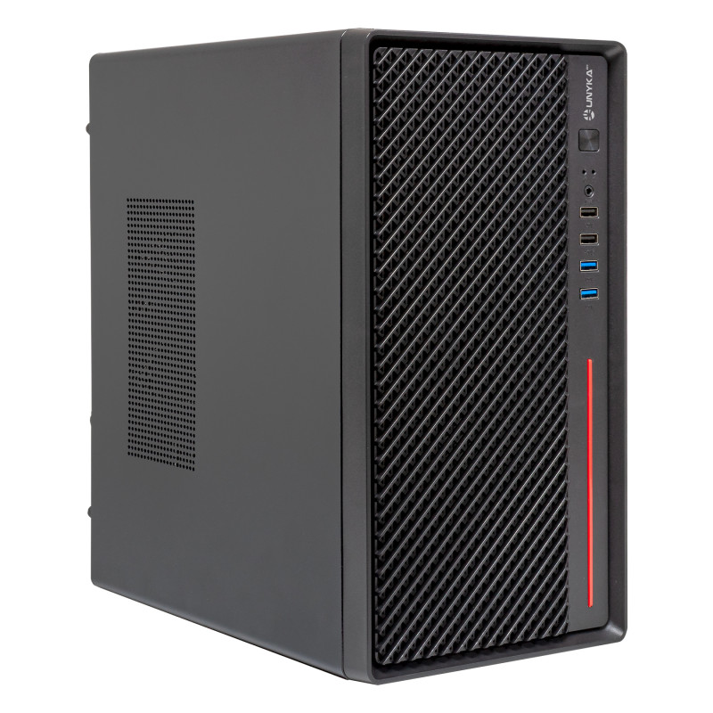 UNYKAch UK52121 Caja Micro ATX NUMEN 300 PRO, Micro Torre, PC, Negro, Rojo, ITX, micro ATX, Acrilonitrilo butadieno estireno