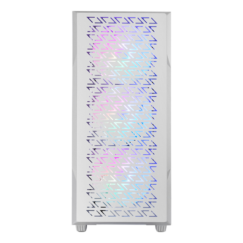 Mars Gaming MCGEOW MC-GEO, Caja Gaming ATX, 4x Ventiladores FRGB Rainbow 12cm, Panel Frontal Mesh Geométrico, Ventana Lateral