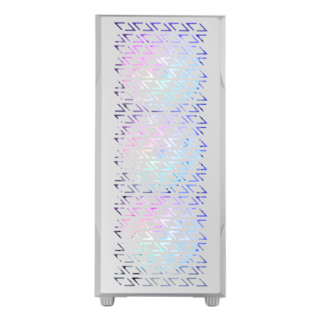 Mars Gaming MCGEOW MC-GEO, Caja Gaming ATX, 4x Ventiladores FRGB Rainbow 12cm, Panel Frontal Mesh Geométrico, Ventana Lateral