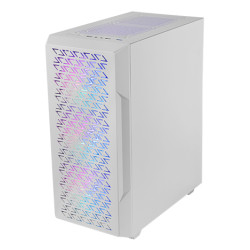 Mars Gaming MCGEOW MC-GEO, Caja Gaming ATX, 4x Ventiladores FRGB Rainbow 12cm, Panel Frontal Mesh Geométrico, Ventana Lateral 2