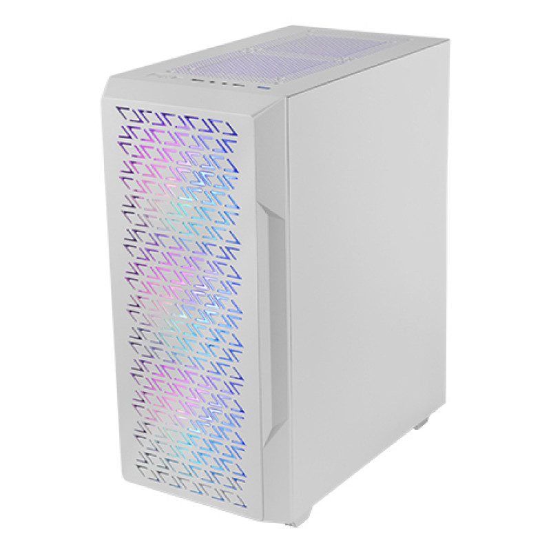 Mars Gaming MCGEOW MC-GEO, Caja Gaming ATX, 4x Ventiladores FRGB Rainbow 12cm, Panel Frontal Mesh Geométrico, Ventana Lateral