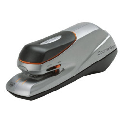 Rexel 2102349 Grapadora Optima Grip eléctrica plateada/negra, 20 hojas, Negro, Plata, 449,5 g, 147 mm, 200 mm, 88 mm