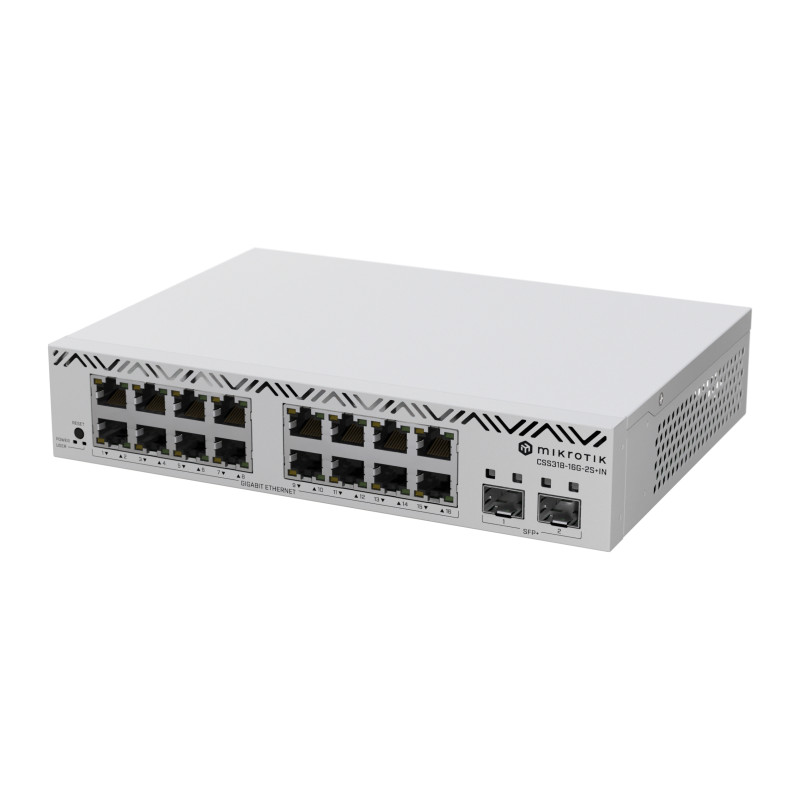 Mikrotik CSS318-16G-2S+IN CSS318-16G-2S+IN, Gestionado, Gigabit Ethernet (10/100/1000), Montaje en rack