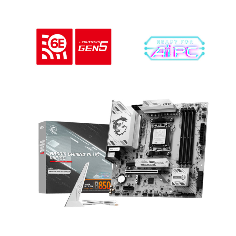 MSI B850M GAMING PLUS WIFI6E B850M GAMING PLUS WIFI6E, AMD, Zócalo AM5, AMD Ryzen 7000 Series, AMD Ryzen 8000 Series, AMD