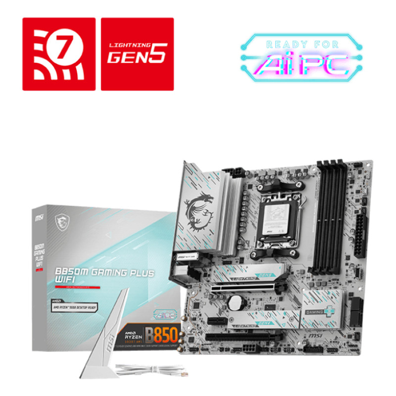 MSI B850M GAMING PLUS WIFI B850M GAMING PLUS WIFI, AMD, Zócalo AM5, AMD Ryzen 7000 Series, AMD Ryzen 8000 Series, AMD Ryzen