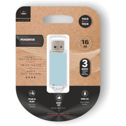 TECH ONE TECH TEC3010-16 TEC3010-16, 16 GB, USB tipo A, 2.0, Tapa, 18 g, Azul