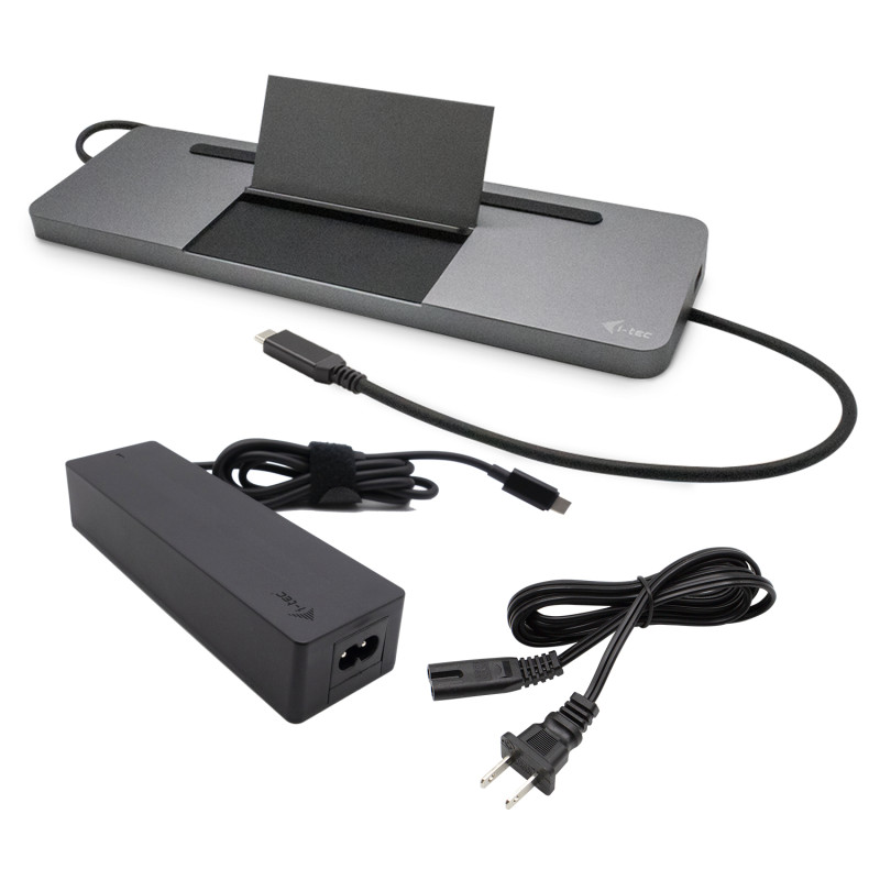i-tec C31FLATPRO100 Metal SB-C Ergonomic 4K 3x Display Docking Station with Power Delivery 85 W + Universal Charger 100 W,