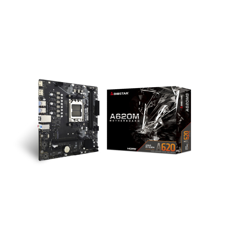 Biostar A620MS A620MS, AMD, Zócalo AM5, AMD Ryzen 7000 Series, AMD Ryzen 8000 Series, AMD Ryzen 9000 Series, DDR5-SDRAM, 128