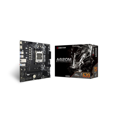 Biostar A620MS A620MS, AMD, Zócalo AM5, AMD Ryzen 7000 Series, AMD Ryzen 8000 Series, AMD Ryzen 9000 Series, DDR5-SDRAM, 128