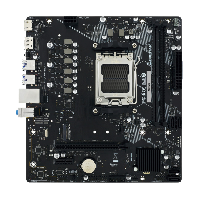 Biostar A620MS A620MS, AMD, Zócalo AM5, AMD Ryzen 7000 Series, AMD Ryzen 8000 Series, AMD Ryzen 9000 Series, DDR5-SDRAM, 128
