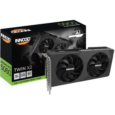 INNO3D N50602-08D7-195071N GeForce RTX 5060 Twin X2, GeForce RTX 5060, 8 GB, GDDR7, 128 bit, 7680 x 4320 Pixeles, PCI Express