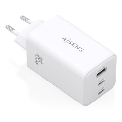 AISENS ASCH-100W3P051-W Cargador GaN 100W, 2x USB-C PD3.0 QC4.0 QC5.0, 1x USB-A QC3.0, Blanco, Interior, Corriente alterna, 20