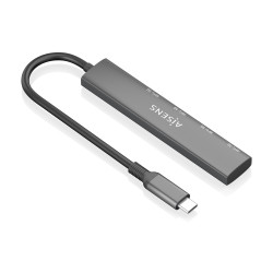AISENS A109-0943 Hub USB 3.1 USB-C, USB-C/M-4x Tipo A/H, Gris, 15cm, Alámbrico, USB 3.2 Gen 1 (3.1 Gen 1) Type-C, Gris, 5 2