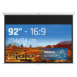 iggual IGG319291 Pantalla manual 16:9 92" 203x114 cm, Manual, 2,34 m (92"), 2,03 m, 114 cm, 16:9, Blanco mate