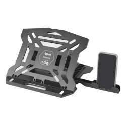 iggual IGG319772 Soporte ordenador portátil + móvil RPSV17A, Soporte para ordenador portátil, Negro, Plástico, 43,2 cm