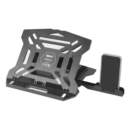 iggual IGG319772 Soporte ordenador portátil + móvil RPSV17A, Soporte para ordenador portátil, Negro, Plástico, 43,2 cm