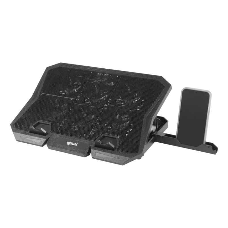 iggual IGG319703 Refrigerador portátil 6 ventiladores RP6V17, Soporte para ordenador portátil, Negro, 43,2 cm (17"), 6