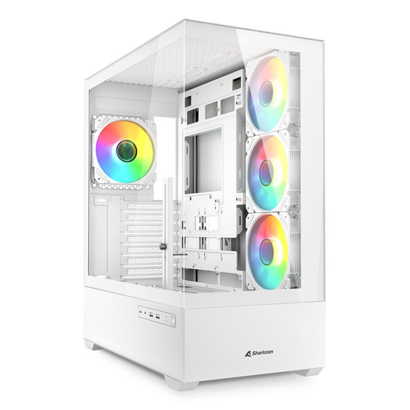 Sharkoon 4044951041701 AK6 RGB, PC, Blanco, ATX, micro ATX, Mini-ATX, Vidrio templado, Multi, 17 cm
