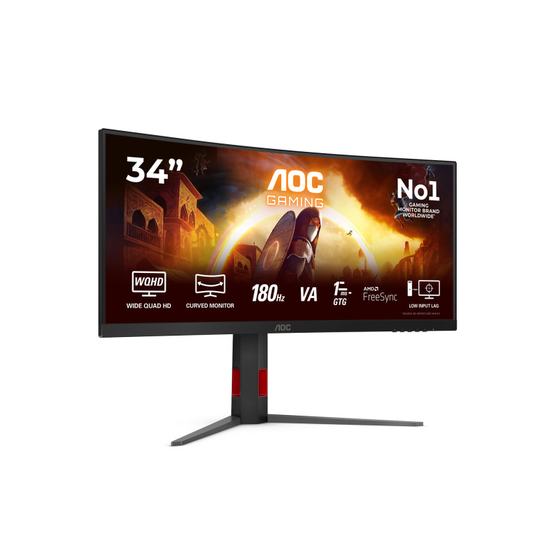 AOC CU34G4 G4 CU34G4, 86,4 cm (34"), 3440 x 1440 Pixeles, Wide Quad HD, LED, 1 ms, Negro, Rojo