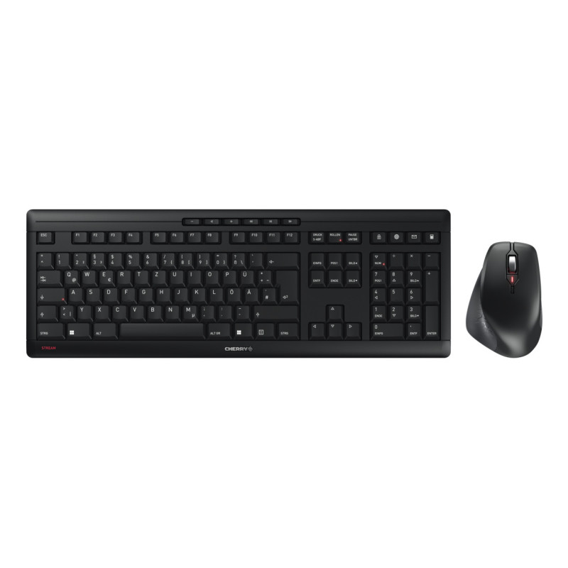 CHERRY JD-8550DE-2 STREAM DESKTOP COMFORT, Inalámbrico, RF inalámbrico, Switch de tecla de tijera, QWERTZ, Negro, Ratón