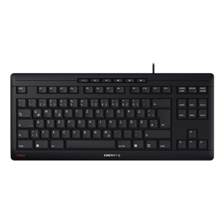CHERRY JK-8600DE-2 STREAM KEYBOARD TKL, Alámbrico, USB, Switch de tecla de tijera, QWERTZ, Negro