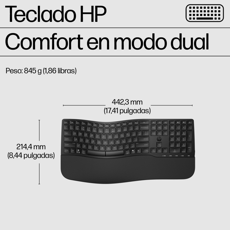 HP 8T6L7UT Combo de teclado y ratón de modo dual 685 Comfort, Completo (100%), Inalámbrico, RF Wireless + Bluetooth, Negro,