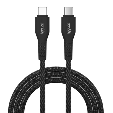 iggual IGG319765 Cable USB-C a tipo C 60W 3A 100 cm trenzado, 1 m, USB C, USB C, Negro