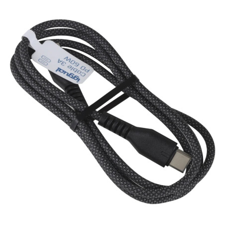 iggual IGG319765 Cable USB-C a tipo C 60W 3A 100 cm trenzado, 1 m, USB C, USB C, Negro