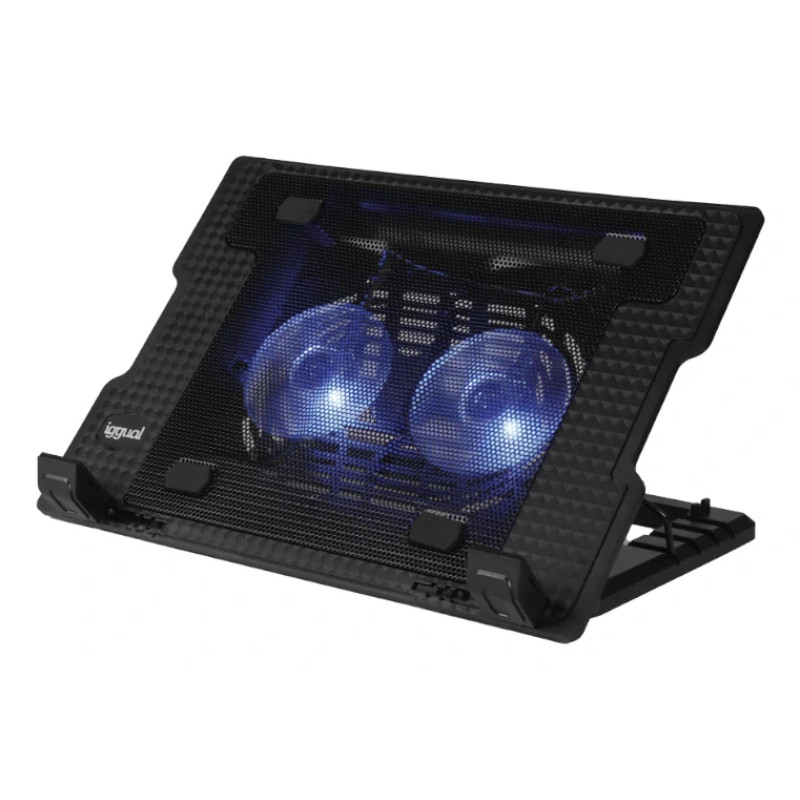 iggual IGG319369 Refrigerador portátil 2 ventiladors RP2V17A, Soporte para ordenador portátil, Negro, 43,2 cm (17"), 43,2 cm