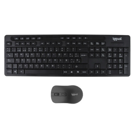 iggual IGG319277 Kit teclado ratón inalámbrico WMK-BUSINESS2, Completo (100%), Inalámbrico, RF inalámbrico, QWERTY, Negro,