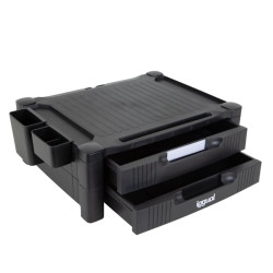 iggual IGG318850 EM2C Elevador monitor 2 cajones negro, Independiente, 30 kg, Ajustes de altura, Negro