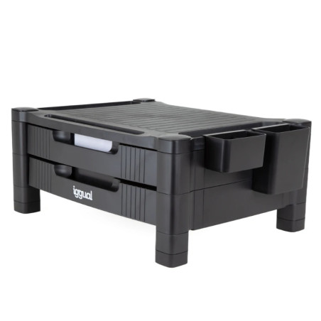 iggual IGG318850 EM2C Elevador monitor 2 cajones negro, Independiente, 30 kg, Ajustes de altura, Negro