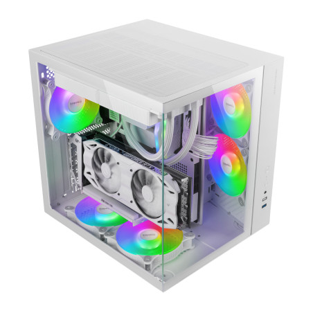 Mars Gaming MCVONEW MCV-ONEW, Midi Tower, PC, Blanco, ATX, micro ATX, Mini-ITX, Acero, Vidrio templado, Juego