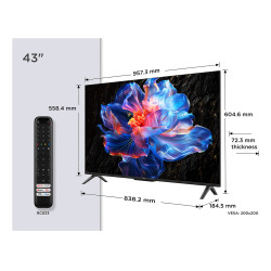 TCL 43P6K P6K 43P6K, 109,2 cm (43"), 3840 x 2160 Pixeles, LED, Smart TV, Wifi, Metálico