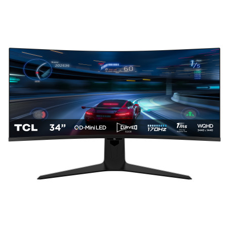 TCL 34R83Q R83 34R83Q, 94 cm (37"), 3440 x 1440 Pixeles, UltraWide Quad HD, LED, 1 ms, Negro, Blanco