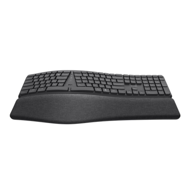Trust 25704 Keyra Teclado inalámbrico multidispositivo ergonómico, Completo (100%), Inalámbrico, RF Wireless + Bluetooth,