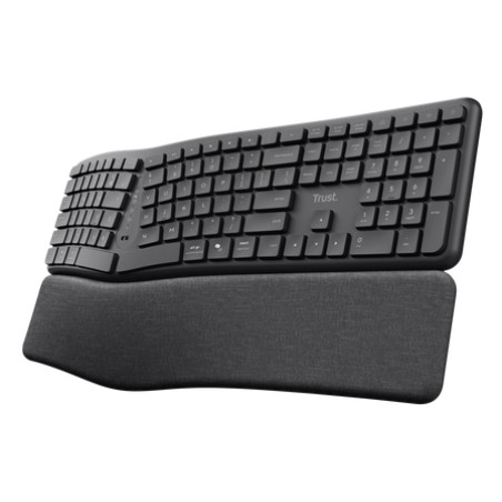Trust 25704 Keyra Teclado inalámbrico multidispositivo ergonómico, Completo (100%), Inalámbrico, RF Wireless + Bluetooth,