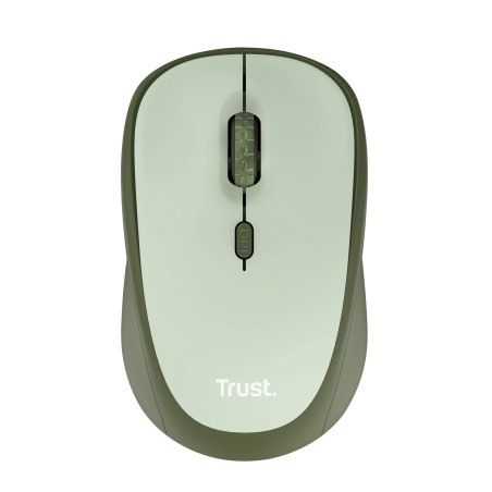 Trust 24552 Yvi+, mano derecha, Óptico, RF inalámbrico, 1600 DPI, Negro, Verde