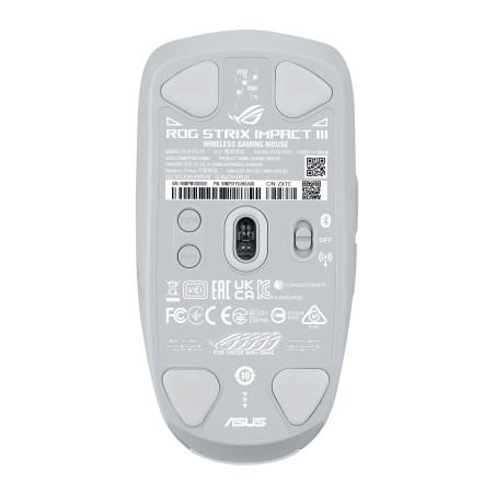 ASUS 90MP03D0-BMUA10 ROG Strix Impact III Wireless, Ambidextro, Óptico, RF Wireless + Bluetooth, 36000 DPI, Blanco