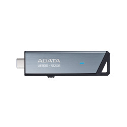 ADATA AELI-UE800-512G-CSG UE800, 512 GB, USB Tipo C, 3.2 Gen 2 (3.1 Gen 2), 1000 MB/s, Deslizar, Plata