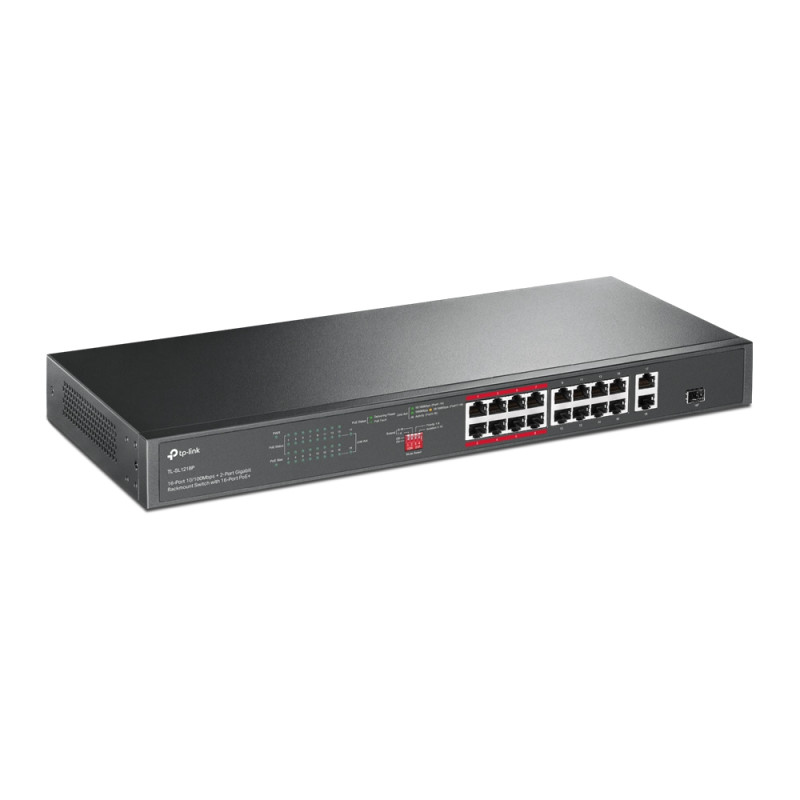 TP-Link TL-SL1218P TL-SL1218P, No administrado, Gigabit Ethernet (10/100/1000), Energía sobre Ethernet (PoE), Montaje en rack,