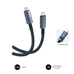 SUBBLIM SUBCAB-C24010 CABLE HIGH 240w C-C USB4.0 8K 1,5m, 1,5 m, USB C, USB C, USB4 Gen 3x2, 40 Gbit/s, Negro