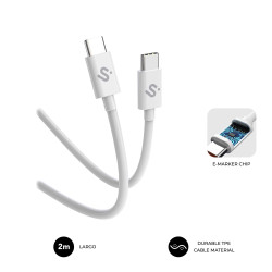 SUBBLIM SUBCAB-C10011 CABLE PLUS 100W C-C 2m WHITE, 2 m, USB C, USB C, USB 2.0, 0,48 Gbit/s, Blanco