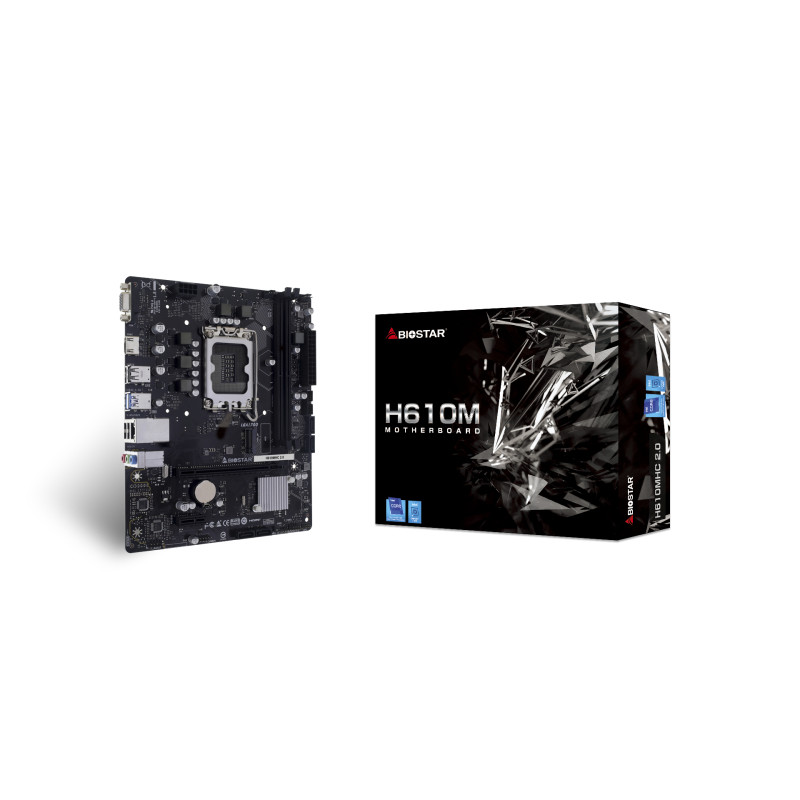 Biostar H610MHC 2.0 H610MHC 2.0, Intel, LGA 1700, Intel® Celeron®, Intel Core i3 12th Gen, Intel Core i3 13th Gen, Intel Core