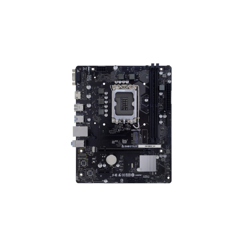 Biostar H610MHC 2.0 H610MHC 2.0, Intel, LGA 1700, Intel® Celeron®, Intel Core i3 12th Gen, Intel Core i3 13th Gen, Intel Core