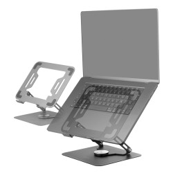 Mars Gaming MARSNW MA-RSN, Soporte para Portátiles y Tablets hasta 17", Ajuste en Altura + Inclinación + Rotación 360º, 2