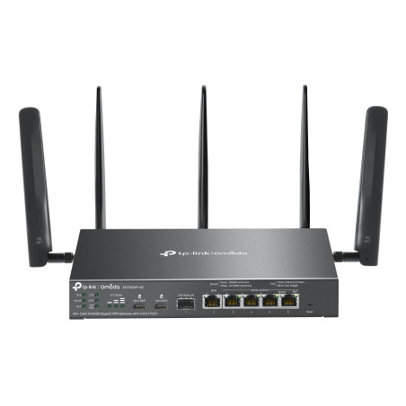 TP-Link ER706WP-4G Omada ER706WP-4G, Doble banda (2,4 GHz / 5 GHz), Ethernet, 4G, Negro, Enrutador de escritorio/poste